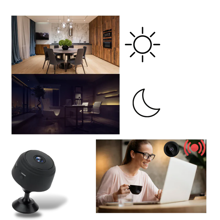 Mini hidden camera, wireless, for discreet home security & surveillance; features motion detection.