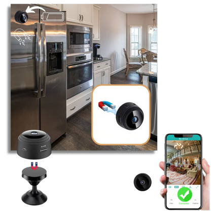 Discreet wireless surveillance camera, small & easy to hide for effective home security monitoring.