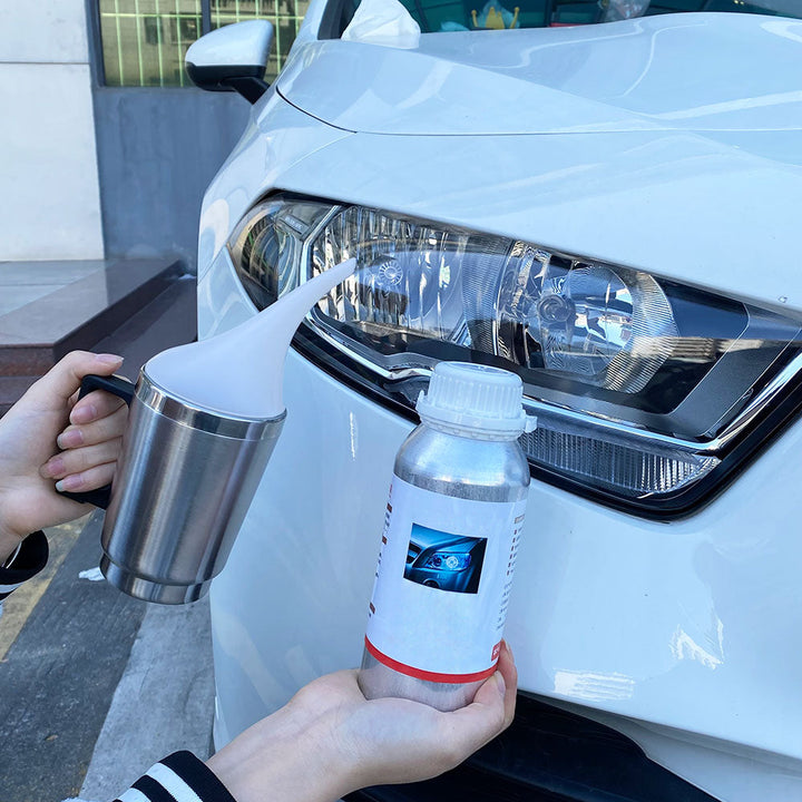 Complete car headlight restoration kit with polishing compounds, pads & UV sealant for clear, safe headlights.