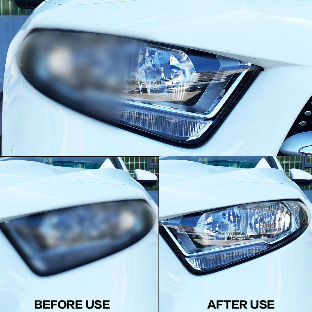 Professional auto detailing kit for restoring car headlight clarity, enhancing safety & vehicle appearance with UV protection.