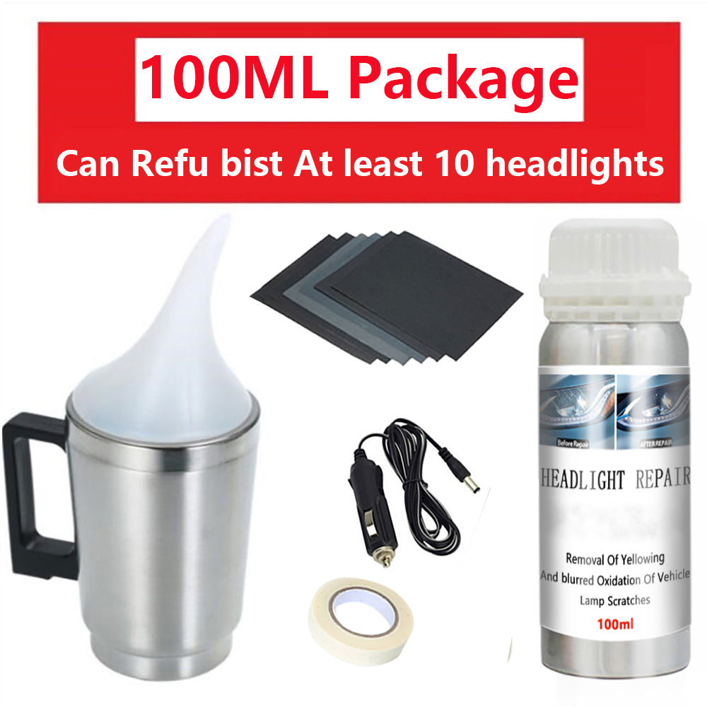 Car headlight polishing & sealing kit for permanent UV protection, making old headlights look new & bright.