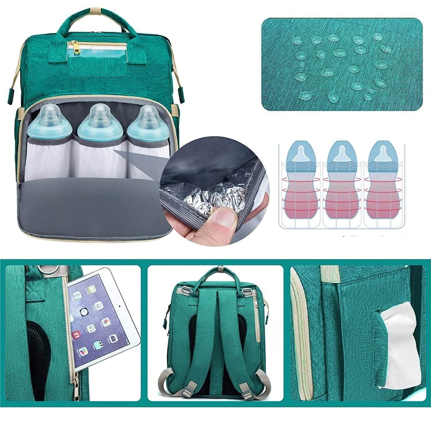 Durable, waterproof baby gear backpack with integrated portable bassinet, a parent essential.