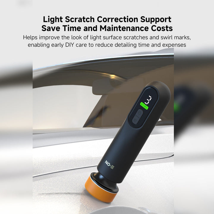 Rechargeable mini car polisher with foam pads for vehicle maintenance and paint correction