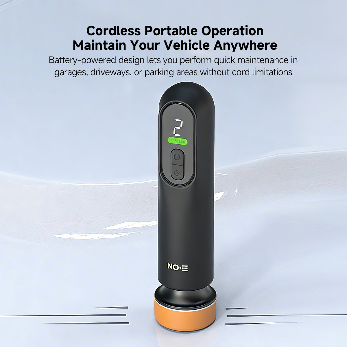Handheld cordless buffer, perfect for car care, waxing and removing light scratches from auto paint