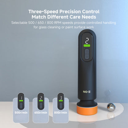 Cordless car buffer in use, showing its ergonomic design for easy vehicle paint polishing