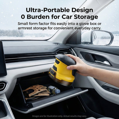 Battery-powered electric ice scraper for car windows, making winter ice removal effortless.