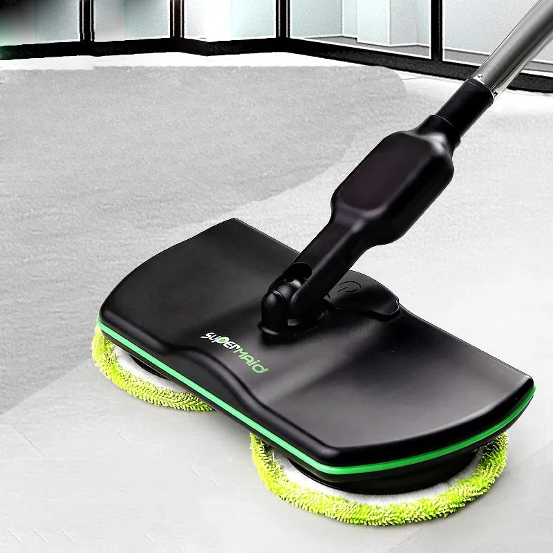 Cordless electric spin mop for effortless hard floor cleaning & waxing. Rechargeable home cleaning scrubber.