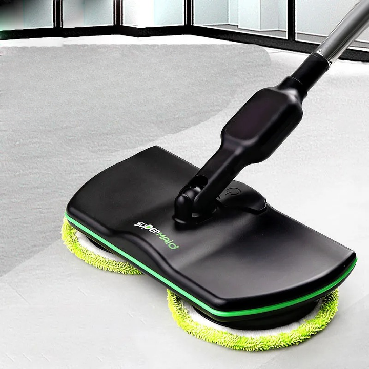 Cordless electric spin mop for effortless hard floor cleaning & waxing. Rechargeable home cleaning scrubber.
