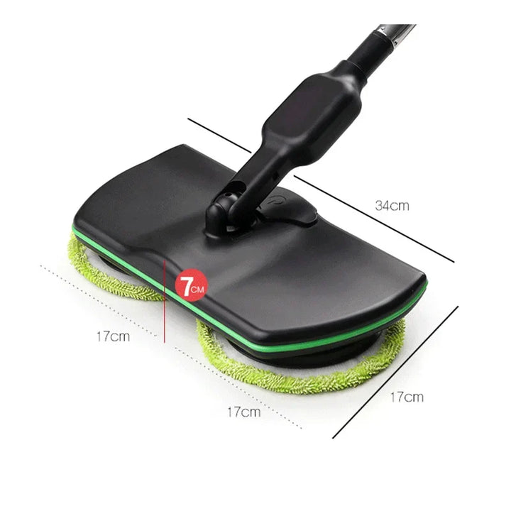Rechargeable cordless spin mop for effortless home cleaning of wood floors, tiles, and hard surfaces.