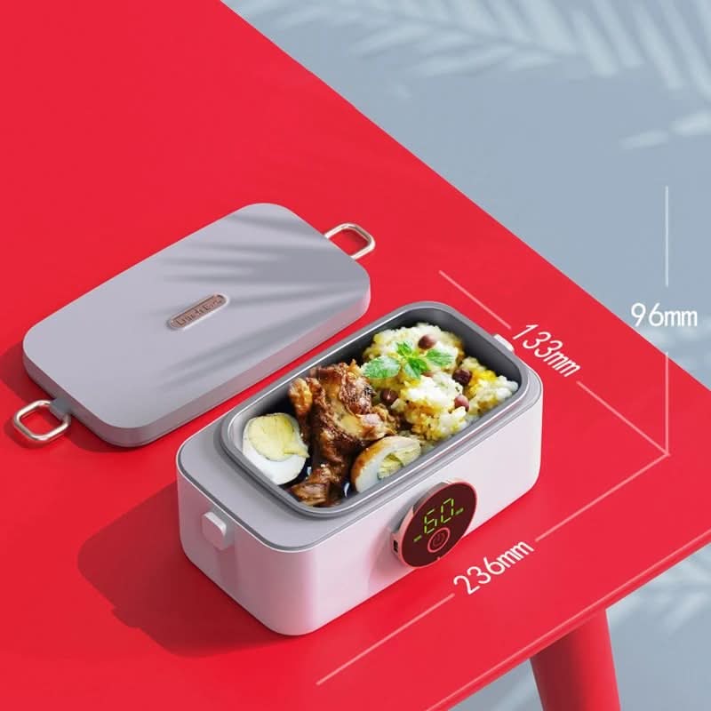 Modern cordless heated lunchbox, great for busy professionals. Enjoy a hot meal on-the-go with ease.