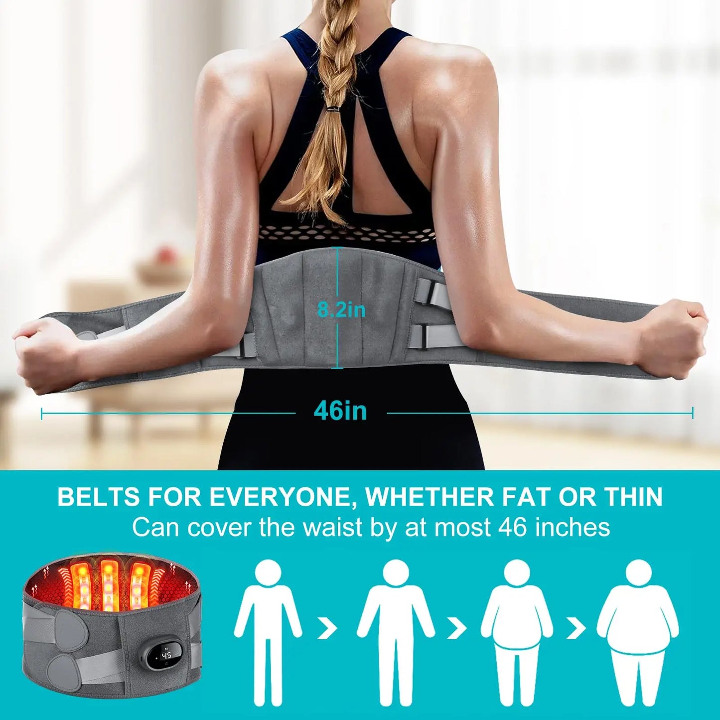 Infrared heating pad & back massager. Cordless thermal therapy with vibration for targeted muscle pain relief.