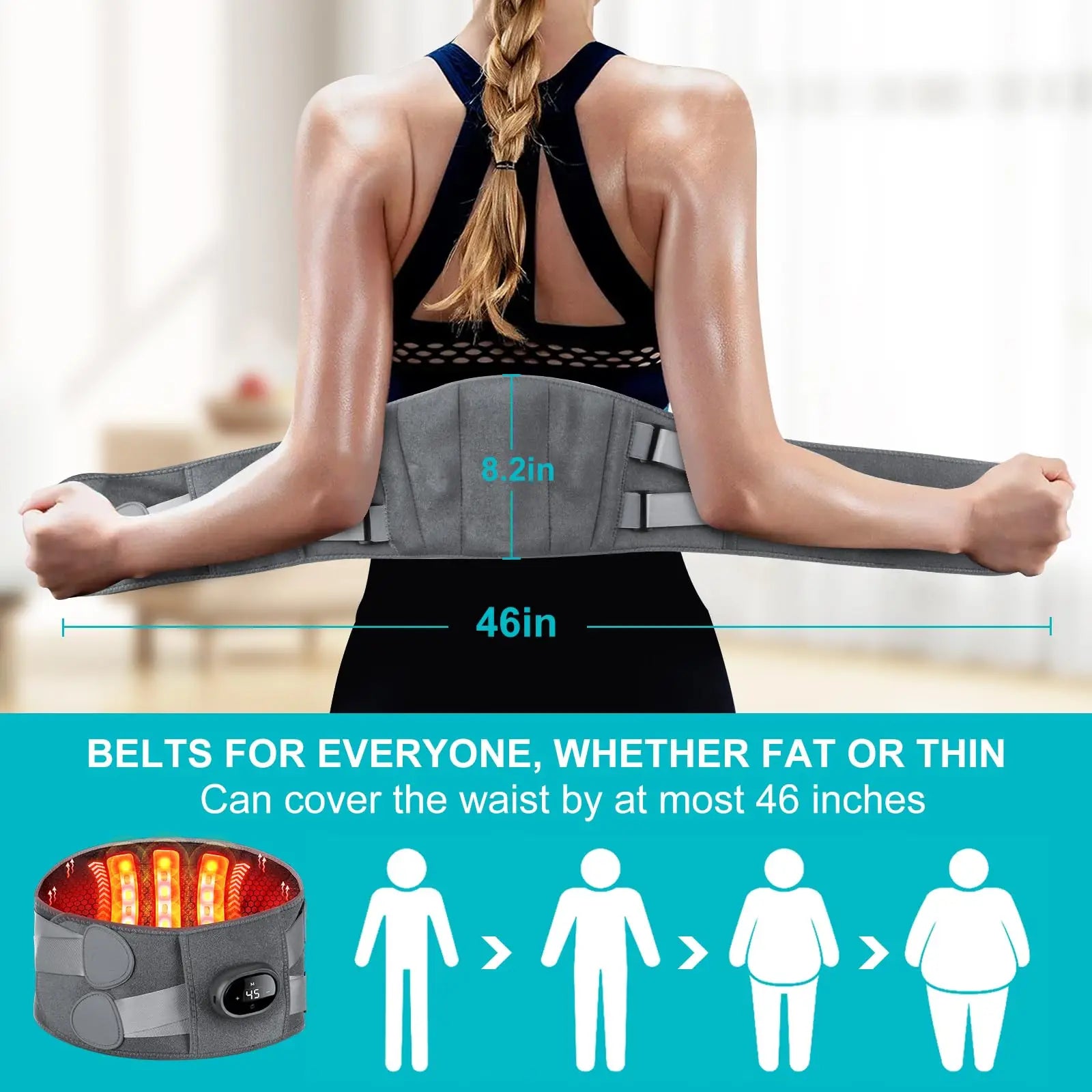 Infrared heating pad & back massager. Cordless thermal therapy with vibration for targeted muscle pain relief.