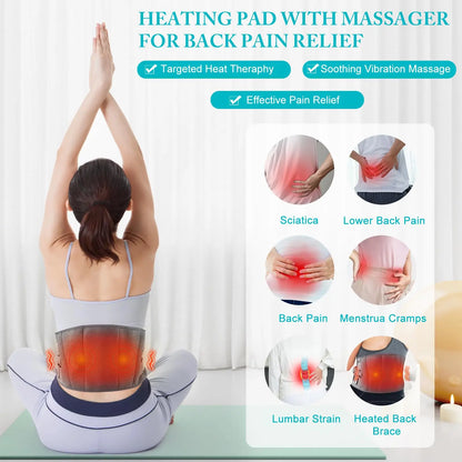 Unisex portable heating pad & back massager. Cordless design offers on-the-go pain relief and muscle relaxation.
