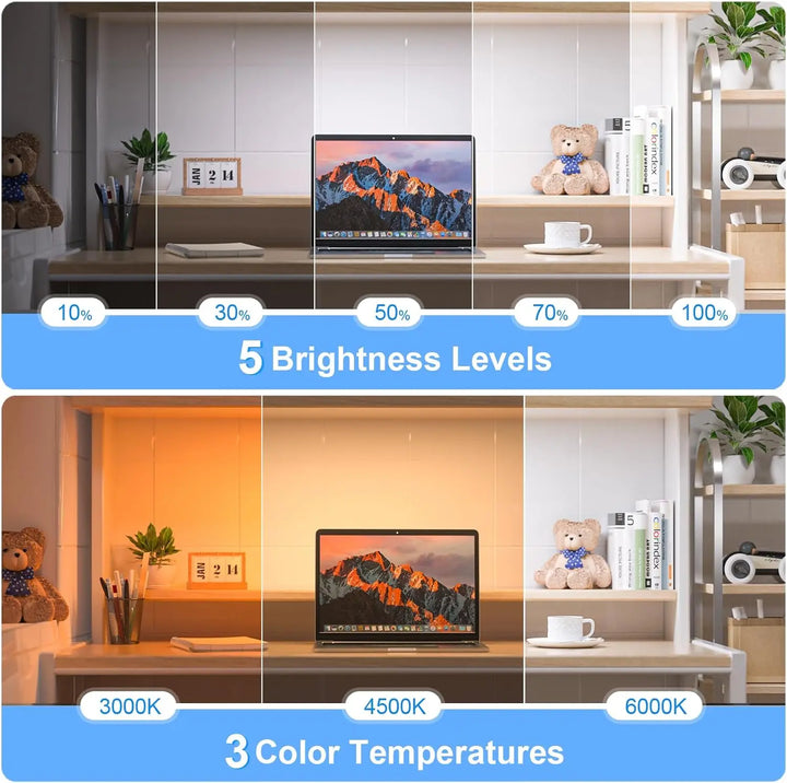 Modern cordless LED light with 3 color modes & adjustable brightness, perfect for any room.
