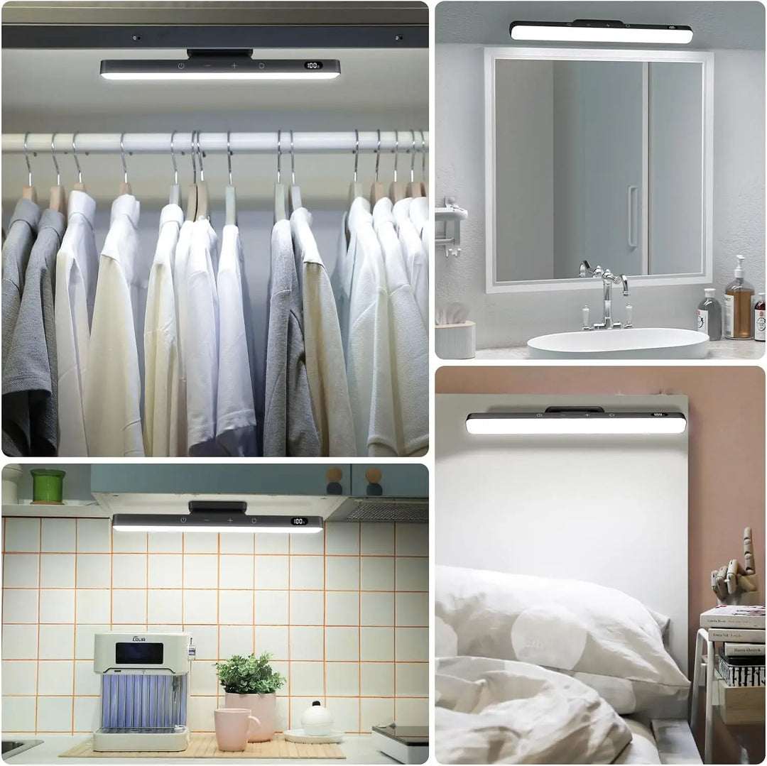 Portable LED lamp: dimmable, rechargeable, 3 colors. Ideal for vanity, closet, or general home lighting.