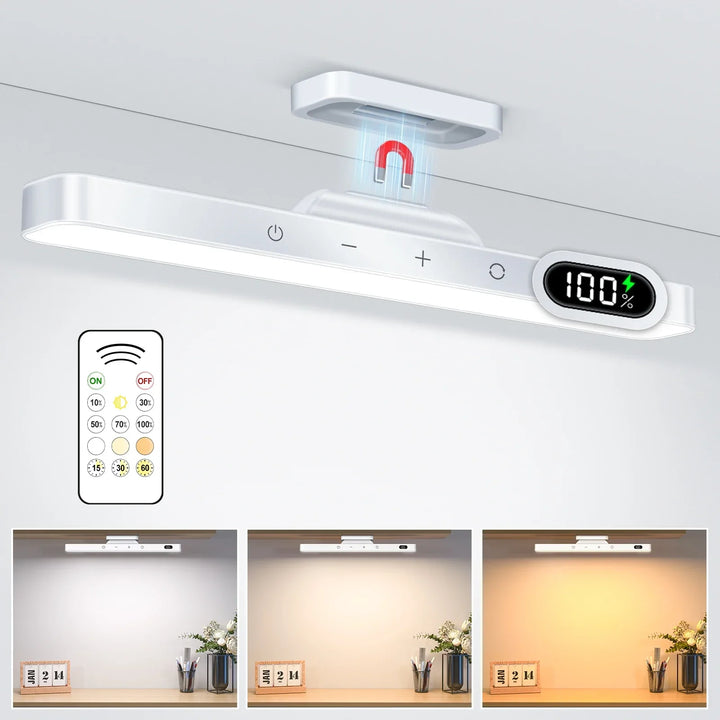 Home LED lamp, dimmable & rechargeable, offering 3 light colors for flexible, portable illumination.