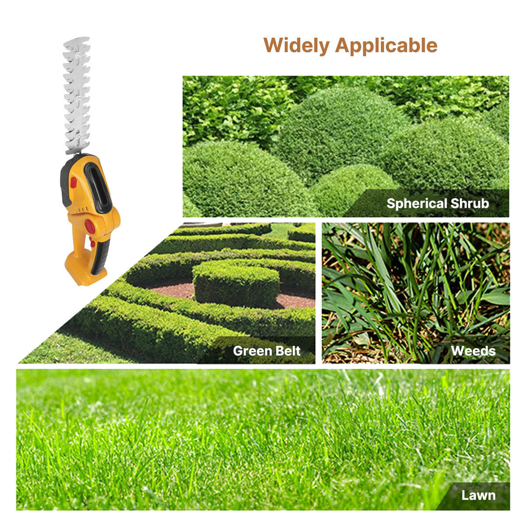 Compact rechargeable hedge trimmer for effortless bush shaping and lawn edging