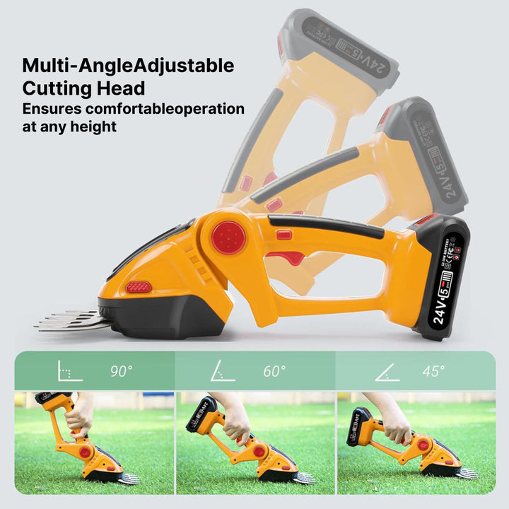 Portable electric hedge trimmer, perfect for small hedges and reaching tight spaces