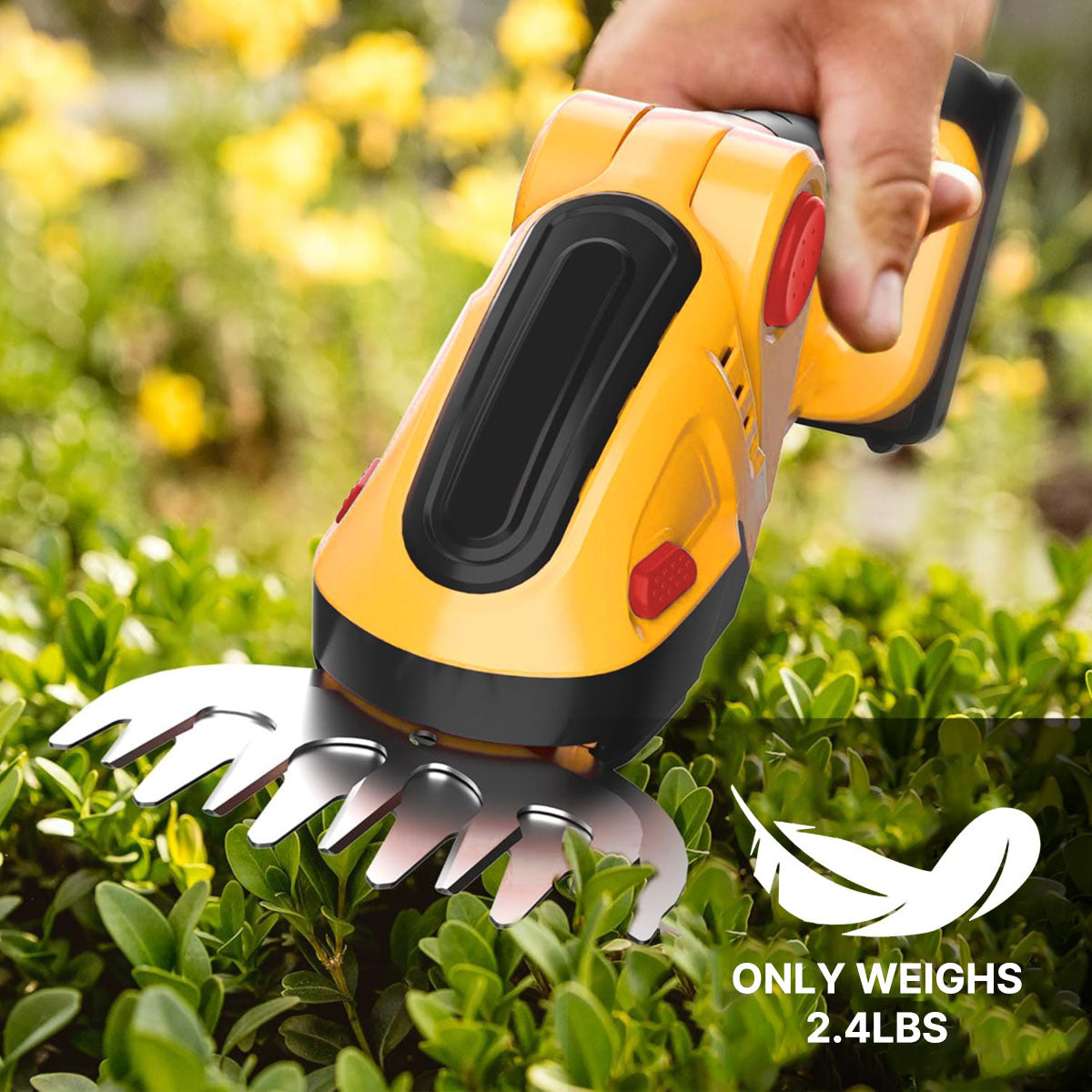 Ergonomic mini electric bush trimmer, lightweight and easy to handle for garden tasks