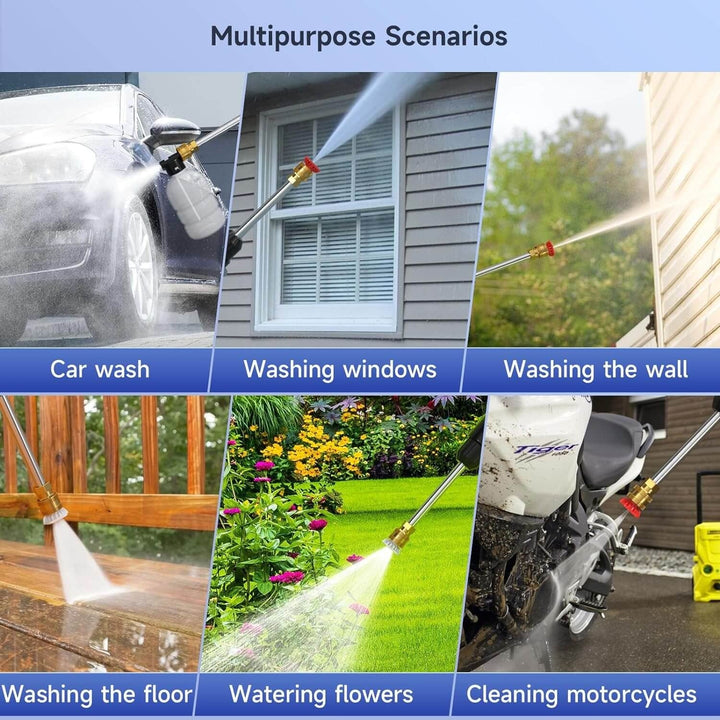 High pressure portable cleaner, battery operated, making car wash & deck cleaning easy anywhere.