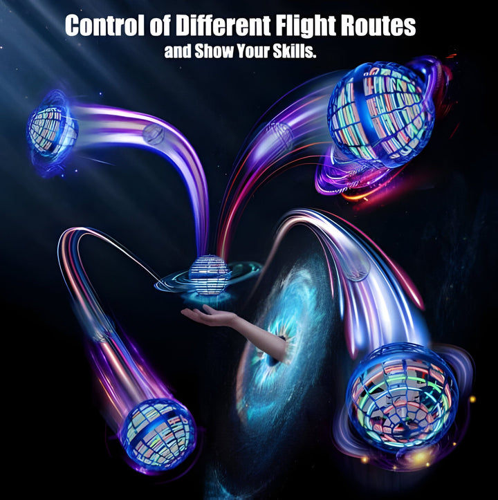 Dynamic LED Flying Orb Fidget Spinner, a rechargeable anti-gravity toy perfect for indoor or outdoor play.