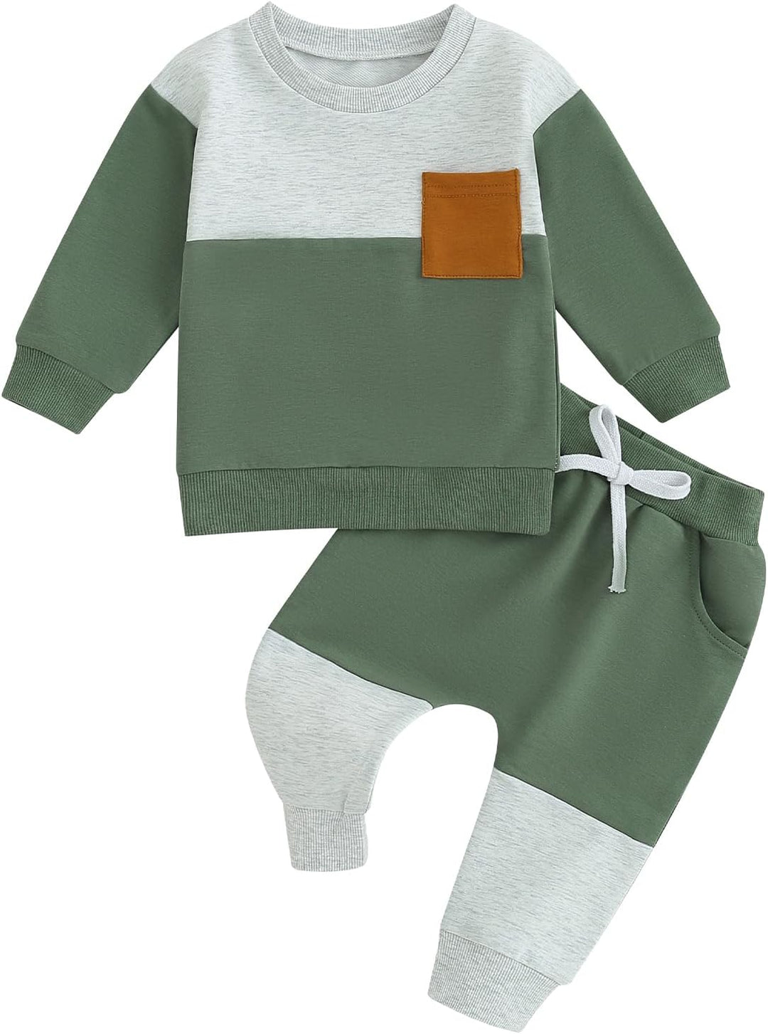 Toddler's warm winter outfit, contrast top and comfy jogger bottom.