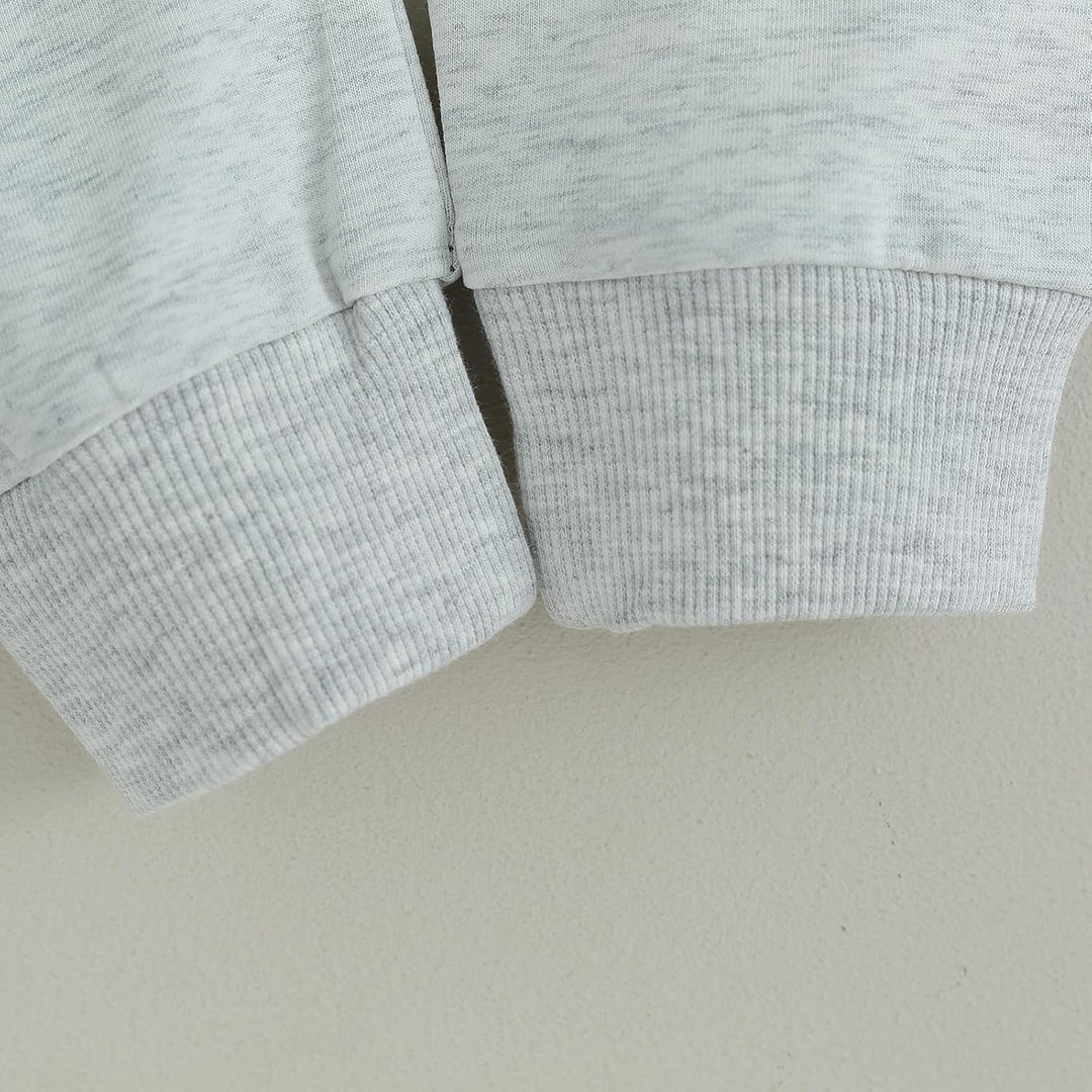 Adorable infant winter jogger set, cozy contrast top & comfy bottoms.