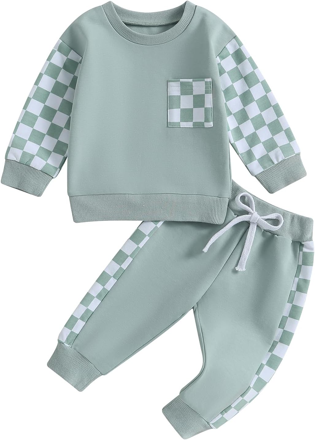 Breathable baby winter jogger set, contrast sweatshirt & comfortable trousers.