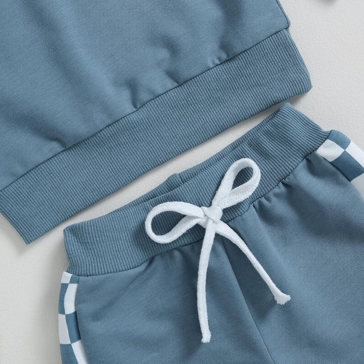 Baby's first winter jogger: contrast sweatshirt & super soft trousers.
