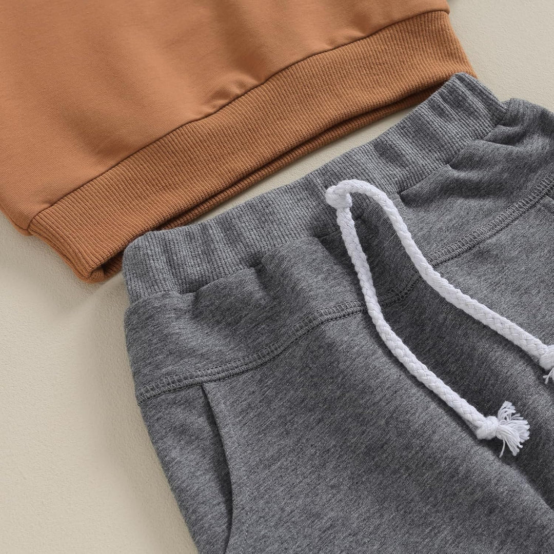 Timeless baby winter outfit, contrast sweatshirt & classic jogger trousers.