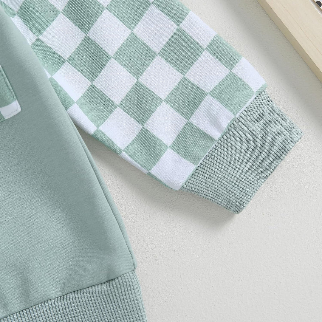 Minimalist baby winter jogger, contrast sweatshirt & simple design trousers.
