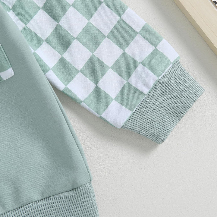 Minimalist baby winter jogger, contrast sweatshirt & simple design trousers.