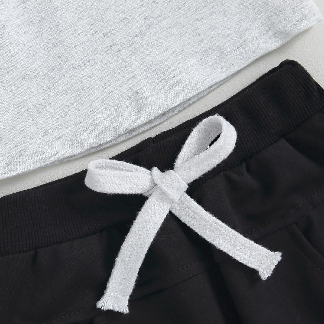 Embossed detail baby winter set, contrast sweatshirt & cozy jogger trousers.
