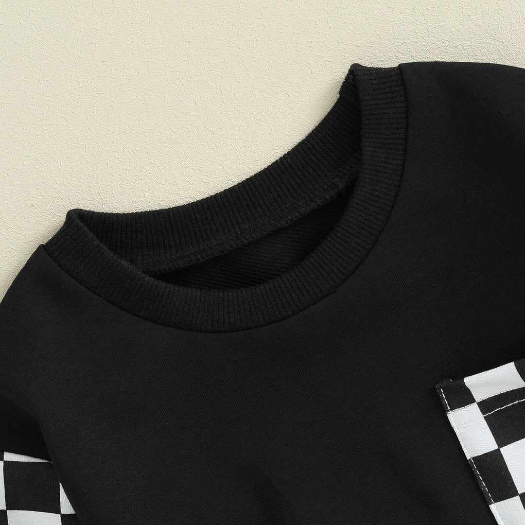 Textured contrast baby winter set, sweatshirt & practical jogger trousers.