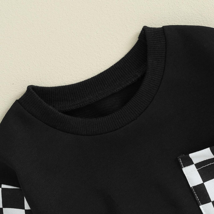 Textured contrast baby winter set, sweatshirt & practical jogger trousers.