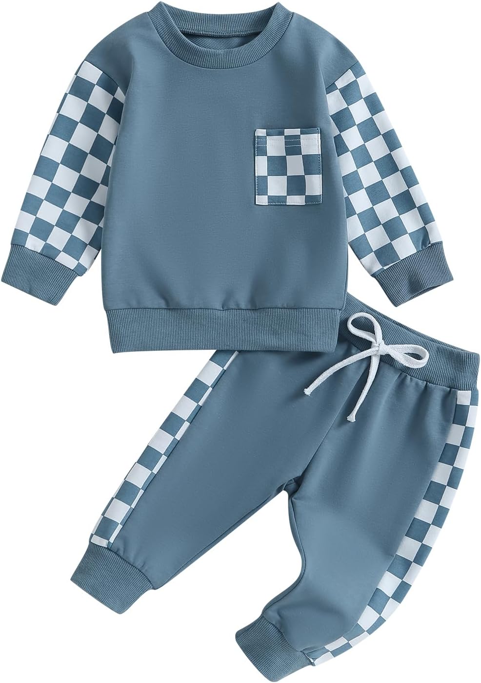 Subtle contrast baby winter jogger, cozy top & versatile trousers.