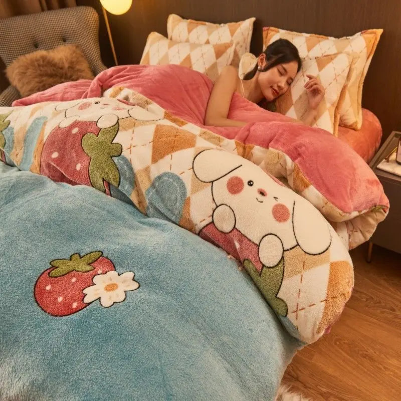 Cozy winter flannel duvet cover, soft and plush. Warm bedroom bedding for a comfortable home.