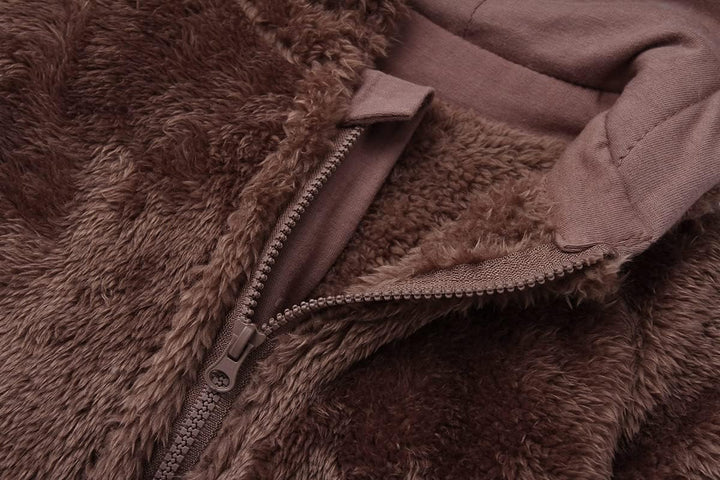 Warm baby outfit: hooded fleece-lined romper, perfect for cozy winter days.