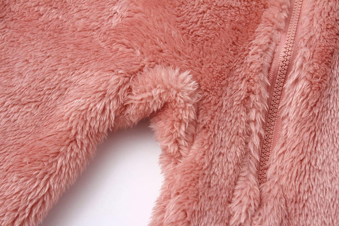 Premium fleece-lined hooded baby jumpsuit, warmth & style for infants.