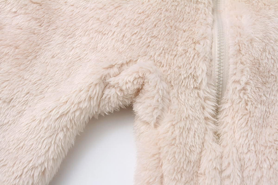 Essential infant winter outfit: warm hooded fleece romper, full-body.