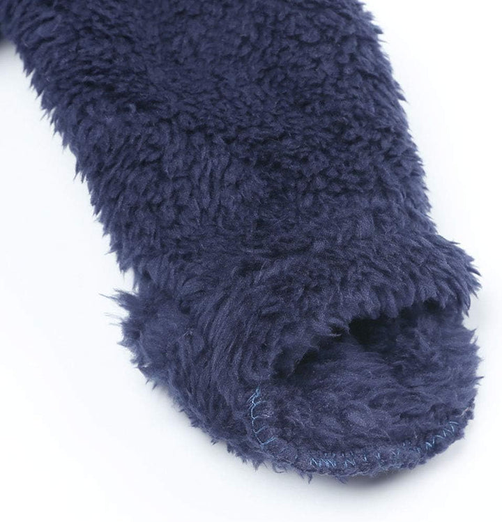 Cozy fleece-lined hooded infant bodysuit, perfect for cold protection.
