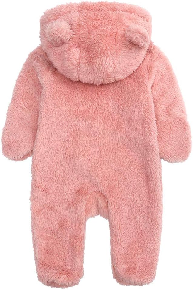 Premium hooded infant fleece romper; soft & cozy baby winter wear.
