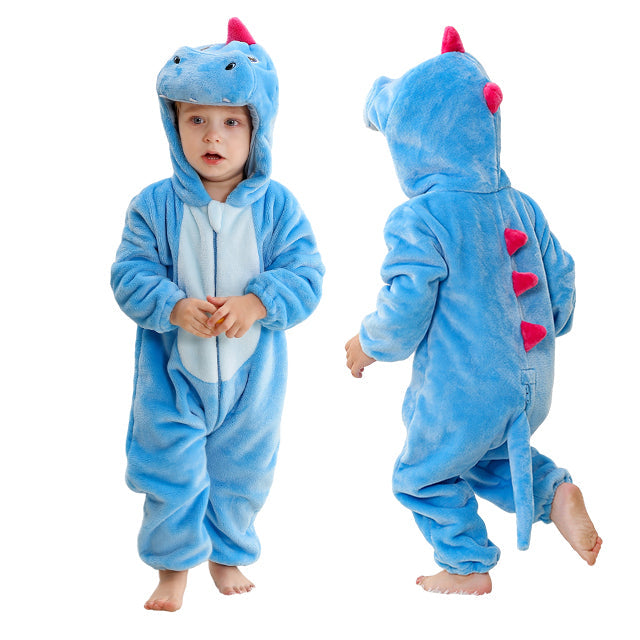 Warm baby flannel jumpsuit with hood, ideal for ultimate winter comfort.