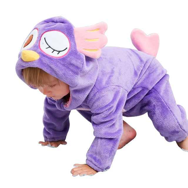 Soft flannel hooded infant jumpsuit, ideal cozy sleepwear for cold winter.