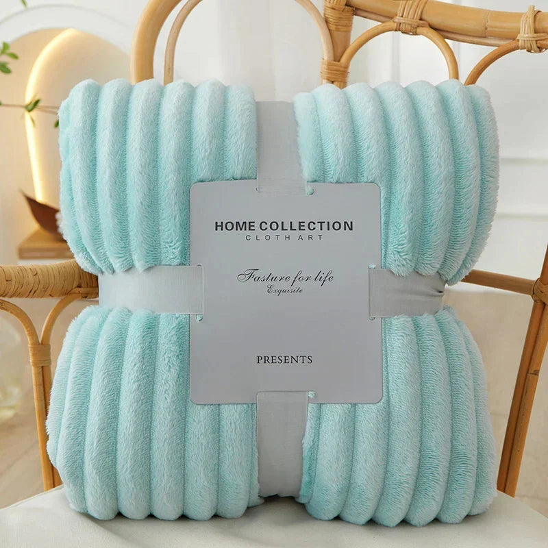 Home decor wide striped flannel fleece throw, perfect for cozy comfort.