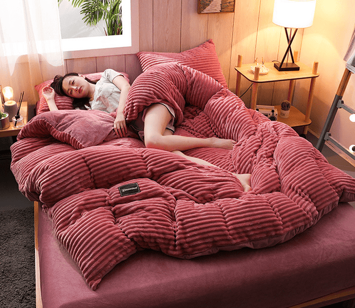 Stylish cozy winter duvet, ultra-soft bedding, adds warmth & comfort to any bedroom decor. Winter essential.