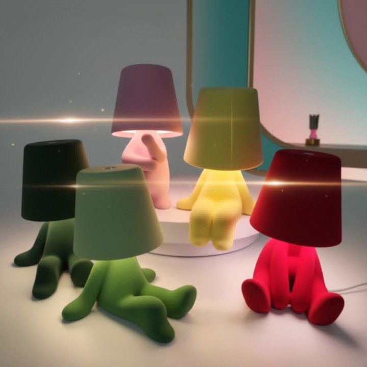 Rechargeable human-shaped LED decorative lamp for modern table or desk decor.