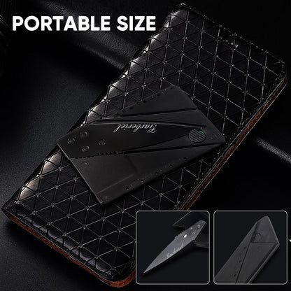 Unisex credit card pocket knife, featuring a sharp blade, ideal for daily carry and outdoor use.