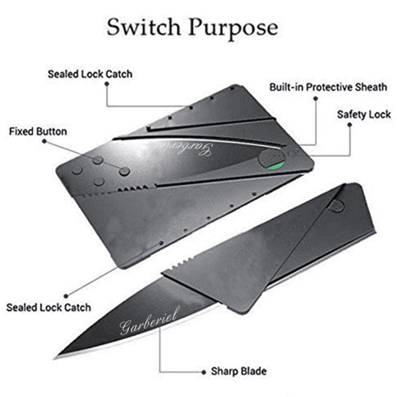 Compact credit card style pocket knife, a versatile multitool and survival gear for men and women.