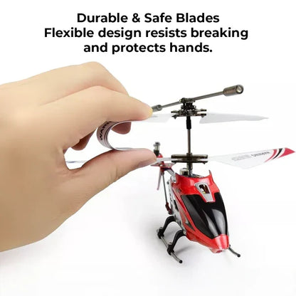 High-performance crimson mini RC helicopter, an unbreakable remote control toy for indoor/outdoor fun.